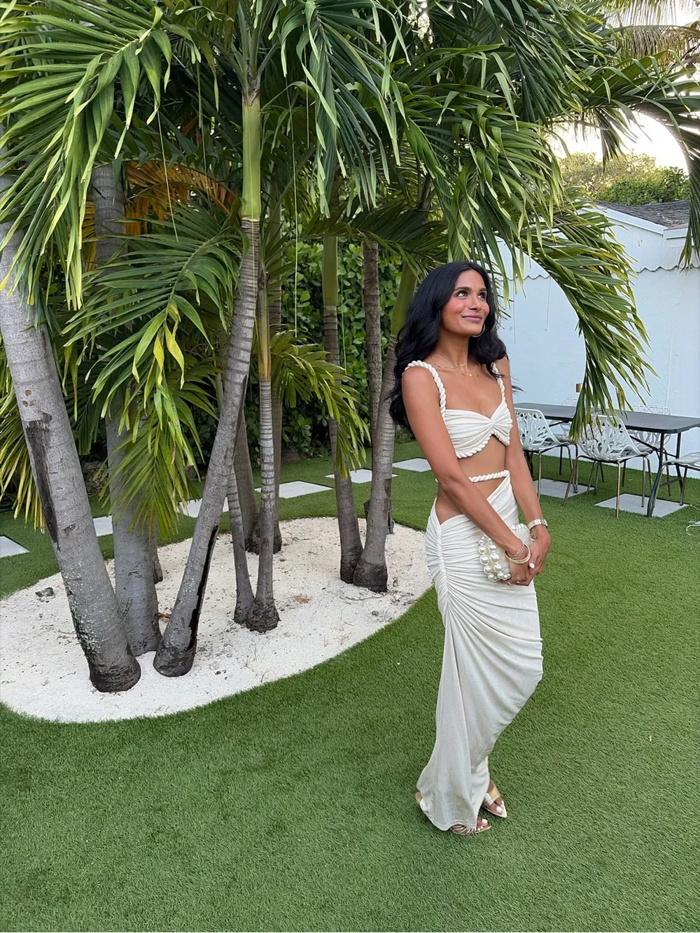 Melani The Label pearl marble top & skirt set